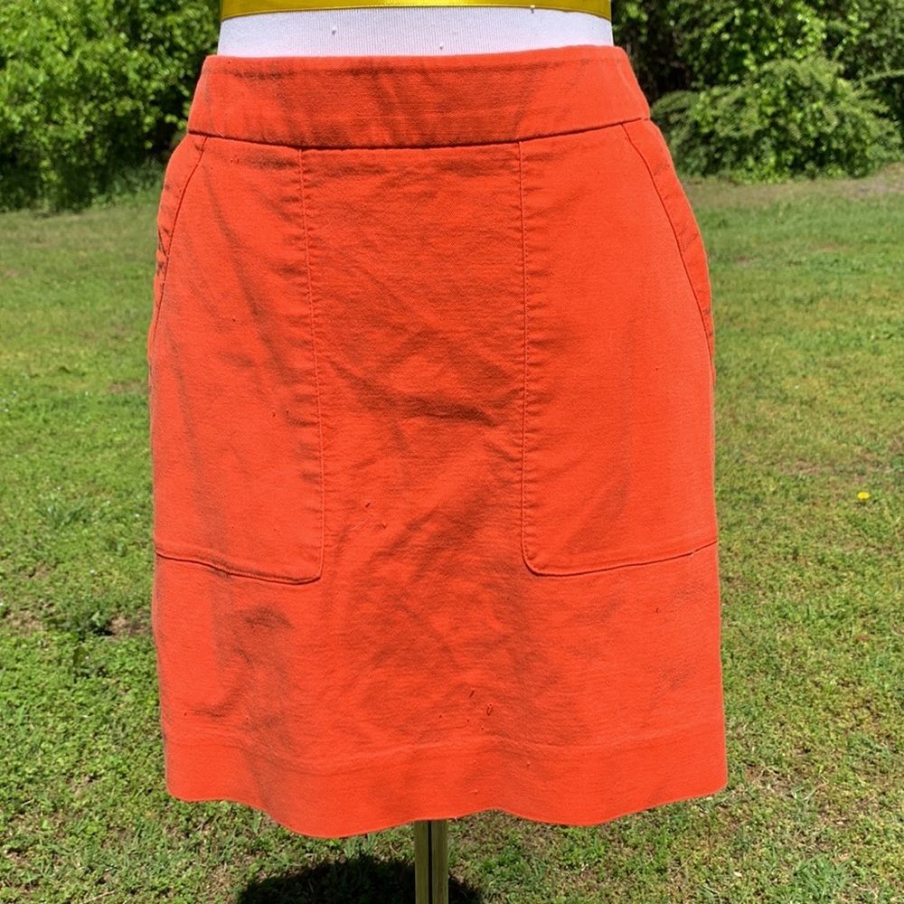 Bright Orange Mini Skirt Petite Size 0 with Pockets! Ann Taylor LOFT brand